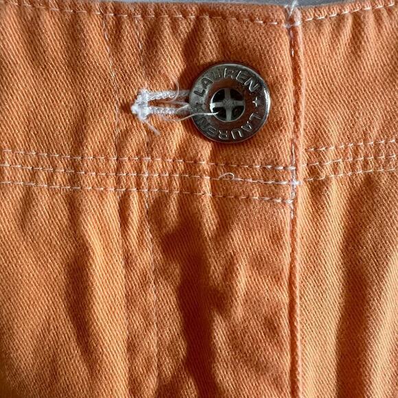 Lauren Ralph Lauren Chino Shorts Orange Mid Rise Zip Front Size 10 - Picture 4 of 6